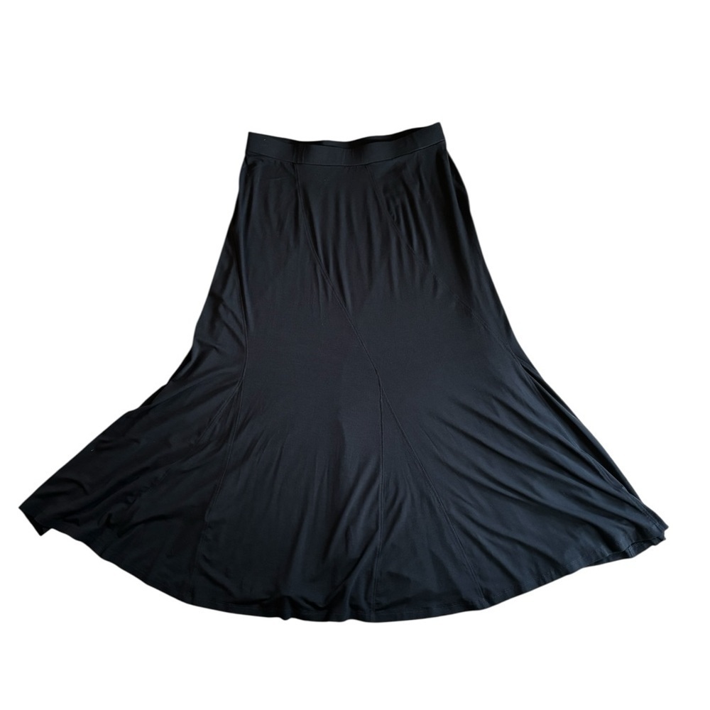 Chico’s Jersey Knit Full Black Maxi Skirt Sz PS/1 Pull On Fall Fashion Stretch